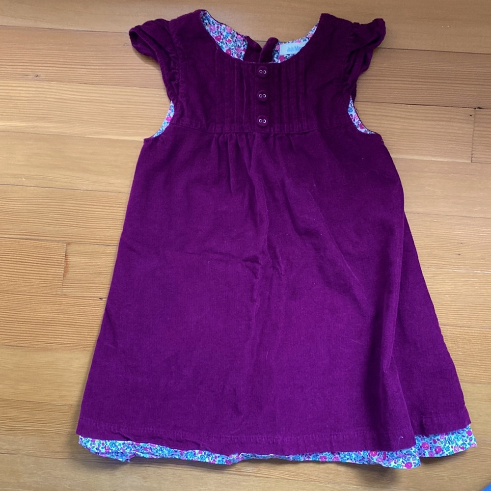 Jojo Maman Bebe corduroy dress with floral detail